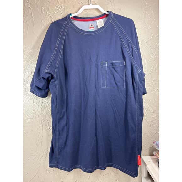 Bulwark FR QT30 iQ Series Mens Comfort Knit Short Sleeve T-Shirt Dark Blue Large - Picture 1 of 5